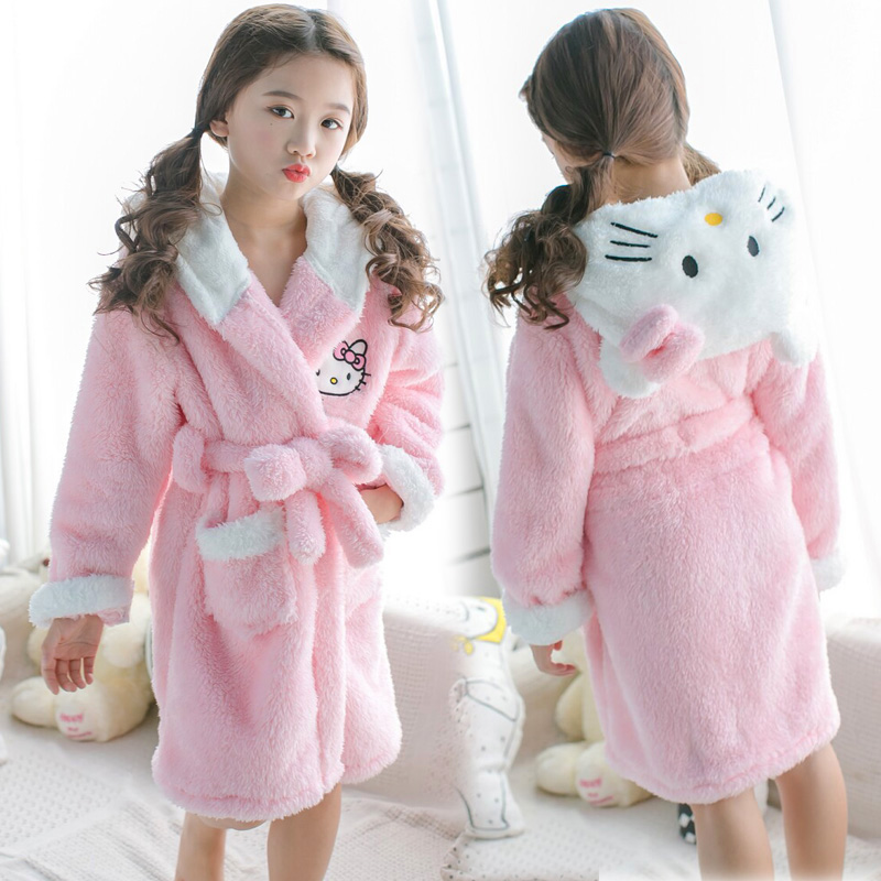 Winter Clothing For Baby Girl - Hello Kitty Miniso Coral fleece nightgown