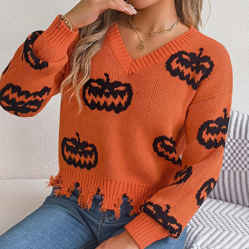 Winter Clothing H&M - 2025 Fall/Winter Halloween Color-Block Pumpkin Long-Sleeved