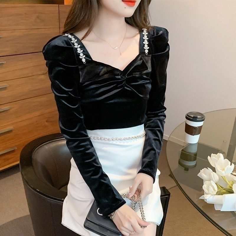 Winter Clothing Trends For Women - Slim Fit Velvet Women's Shirt and