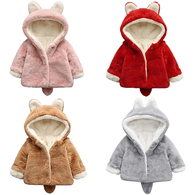 Winter Clothing For Baby Girl - Cute Cat Ears Plush Baby Jacket