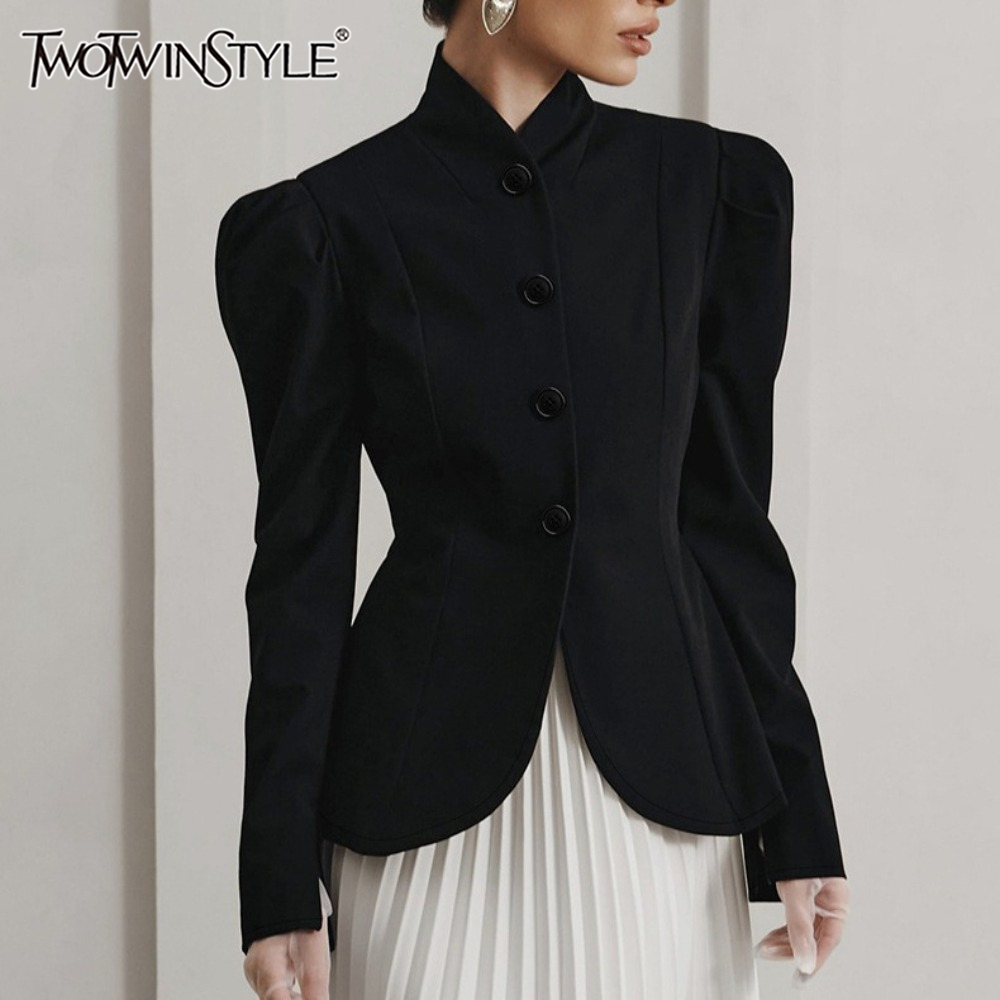 Winter Clothing In French - TWOTWINSTYLE French Elegant Retro Black Blazer
