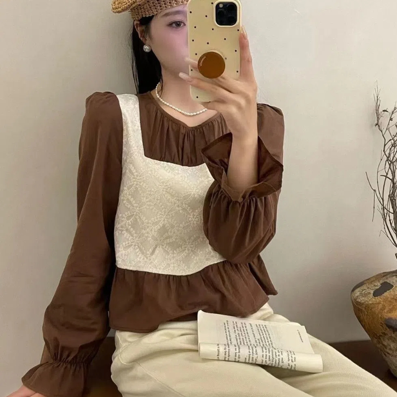 Winter Clothing In French - Ins Fake Two Korean Style Shirts