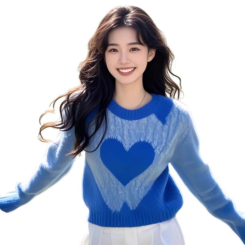 Fashion Blue Heart Knitted Swe - огляд і ціна Winter Clothing Trends For Women